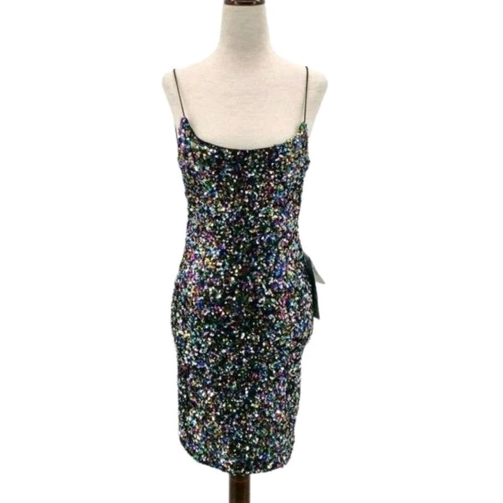 B. Smart Juniors 9/10 Sequin Multicolor Backless Party Homecoming Ball Dress
